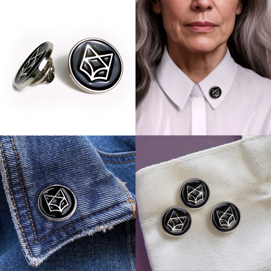 Silver Fox Enamel Pin