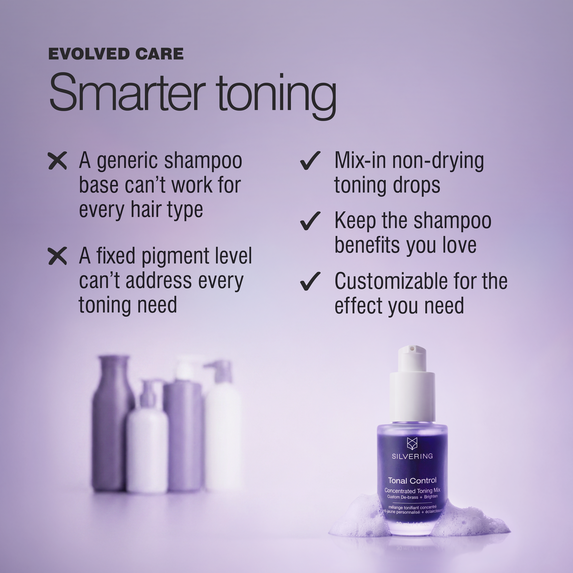 Tonal Control customizable alternative to purple shampoo for non-drying gray hair toning
