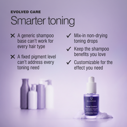 Tonal Control customizable alternative to purple shampoo for non-drying gray hair toning