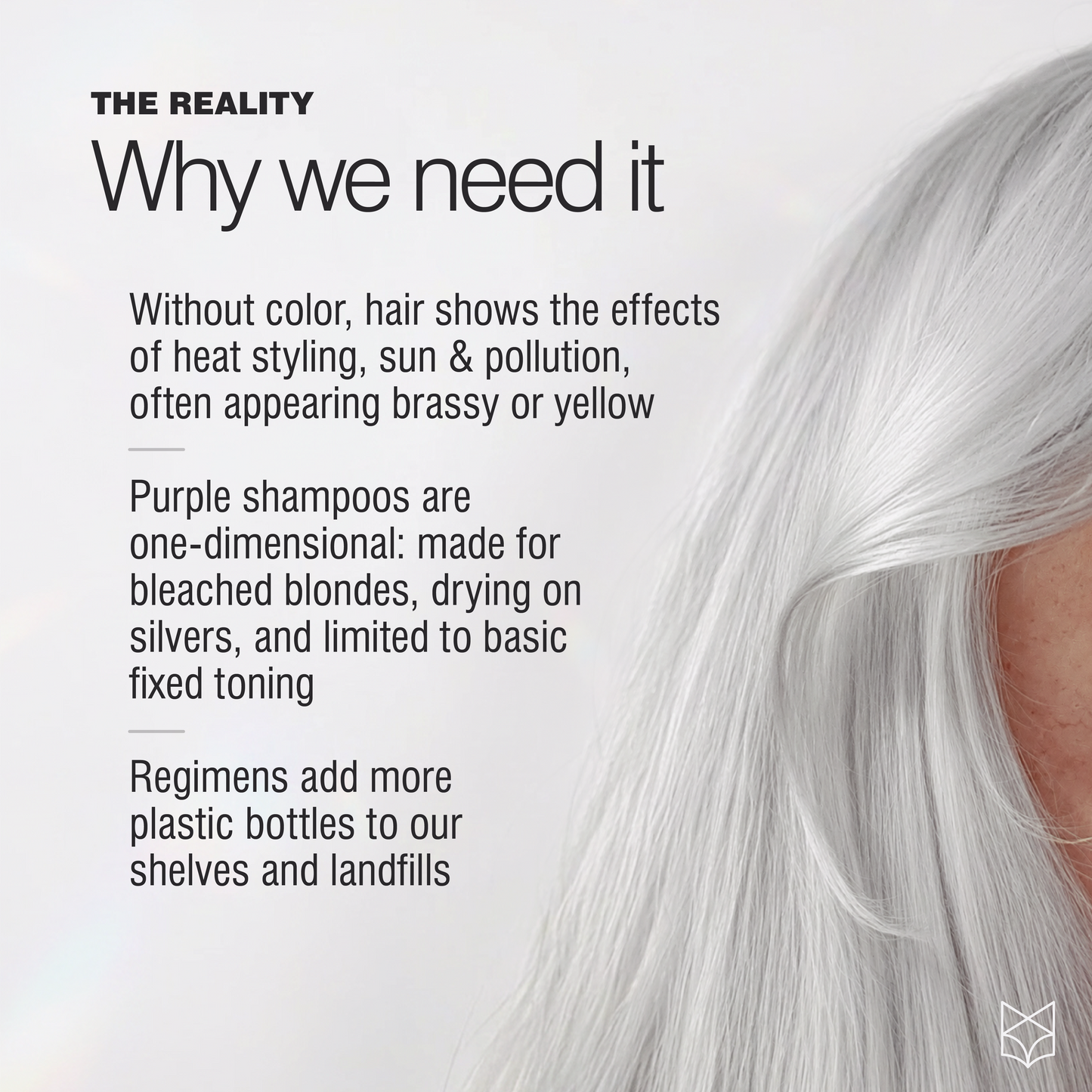 Why gray, silver and white hair turns yellow and why purple shampoo is drying