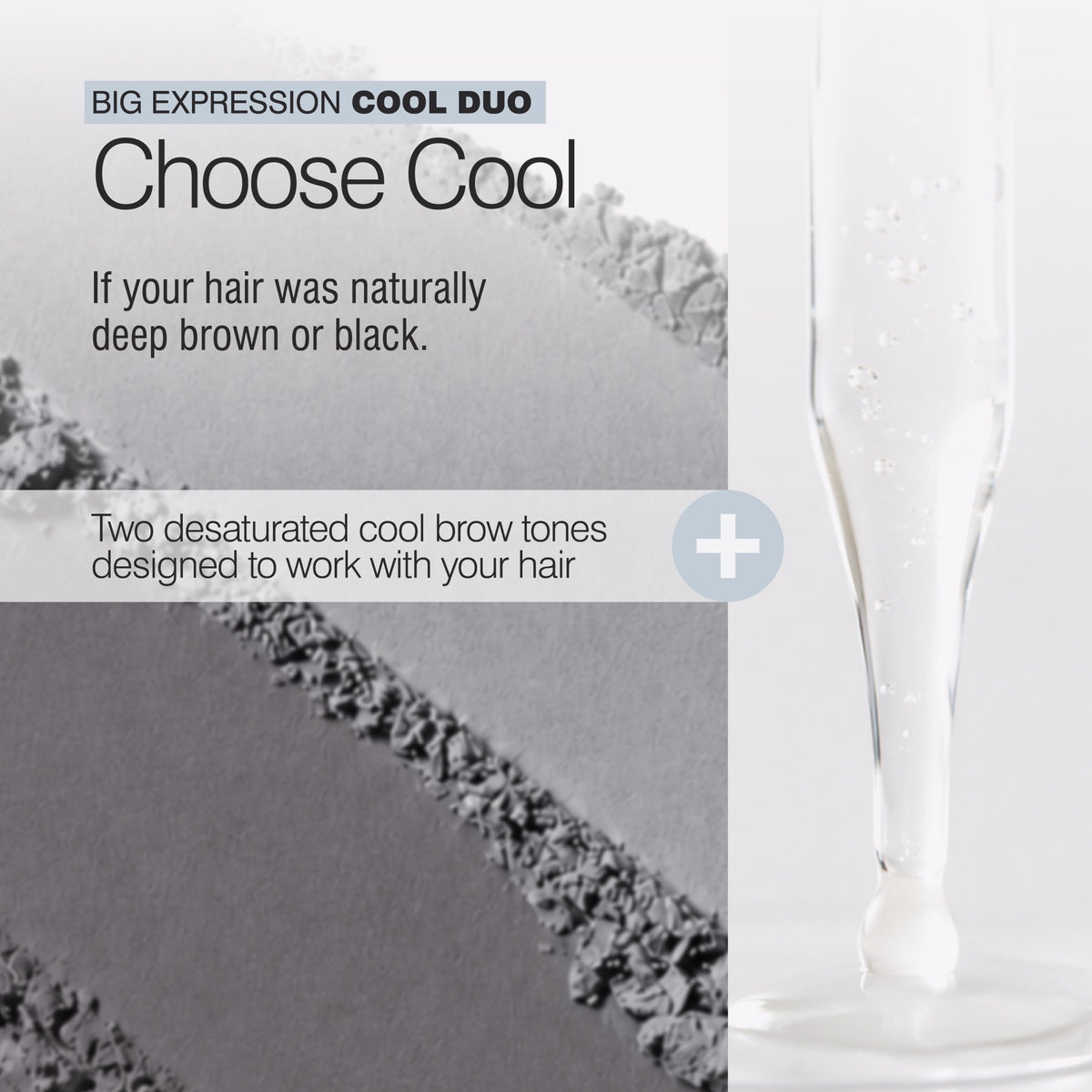 True Expression Cool brow powder duo with Root Rouser serum for naturally dark brunette or black hair that is now silver gray or white
