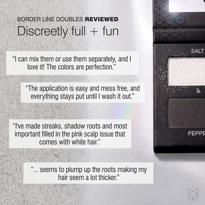 Border Line Double customer reviews about mixing shades, shadow roots, scalp coverage and fuller-looking hair