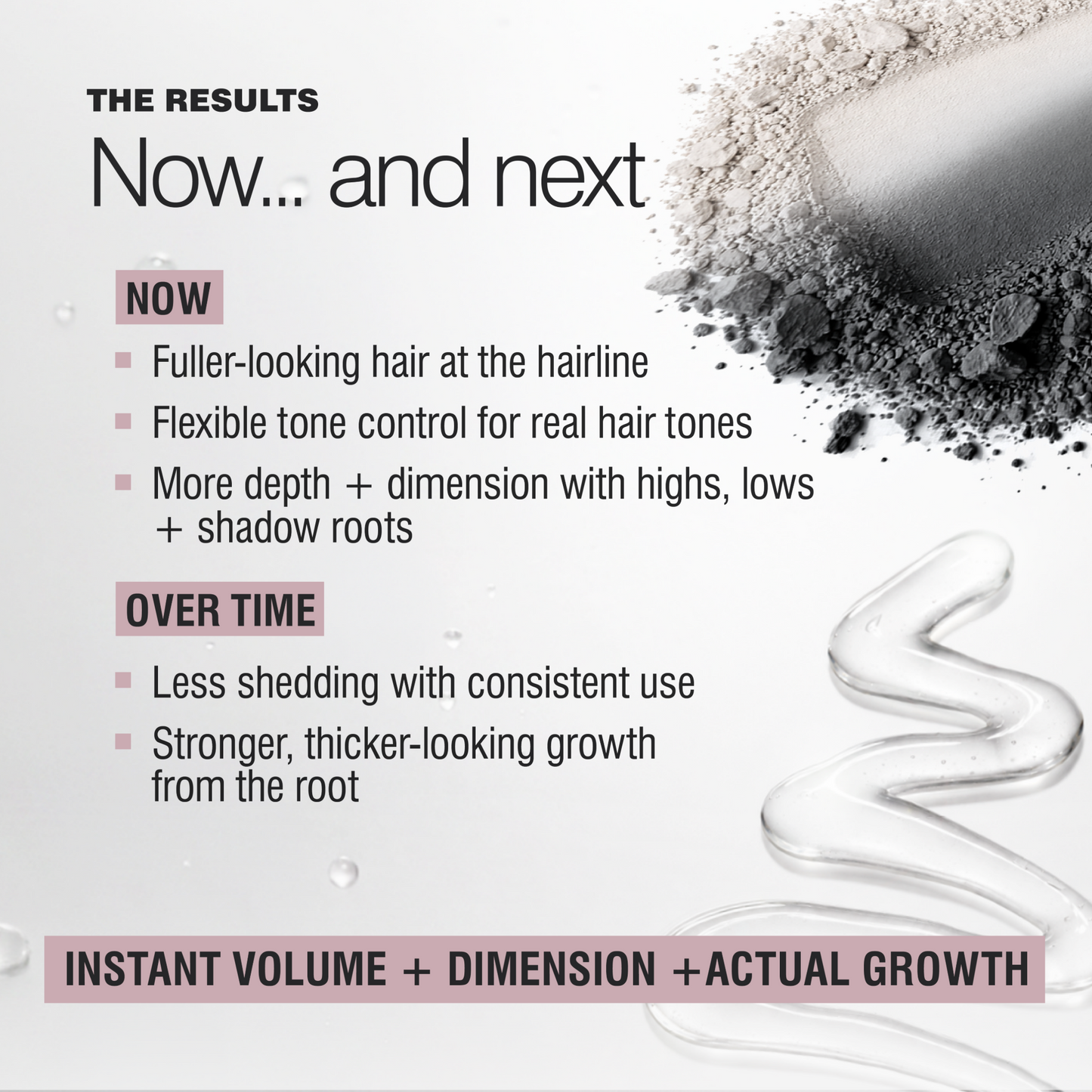 Double Volume Booster benefits for fuller-looking hair, flexible tone control, added depth and stronger growth