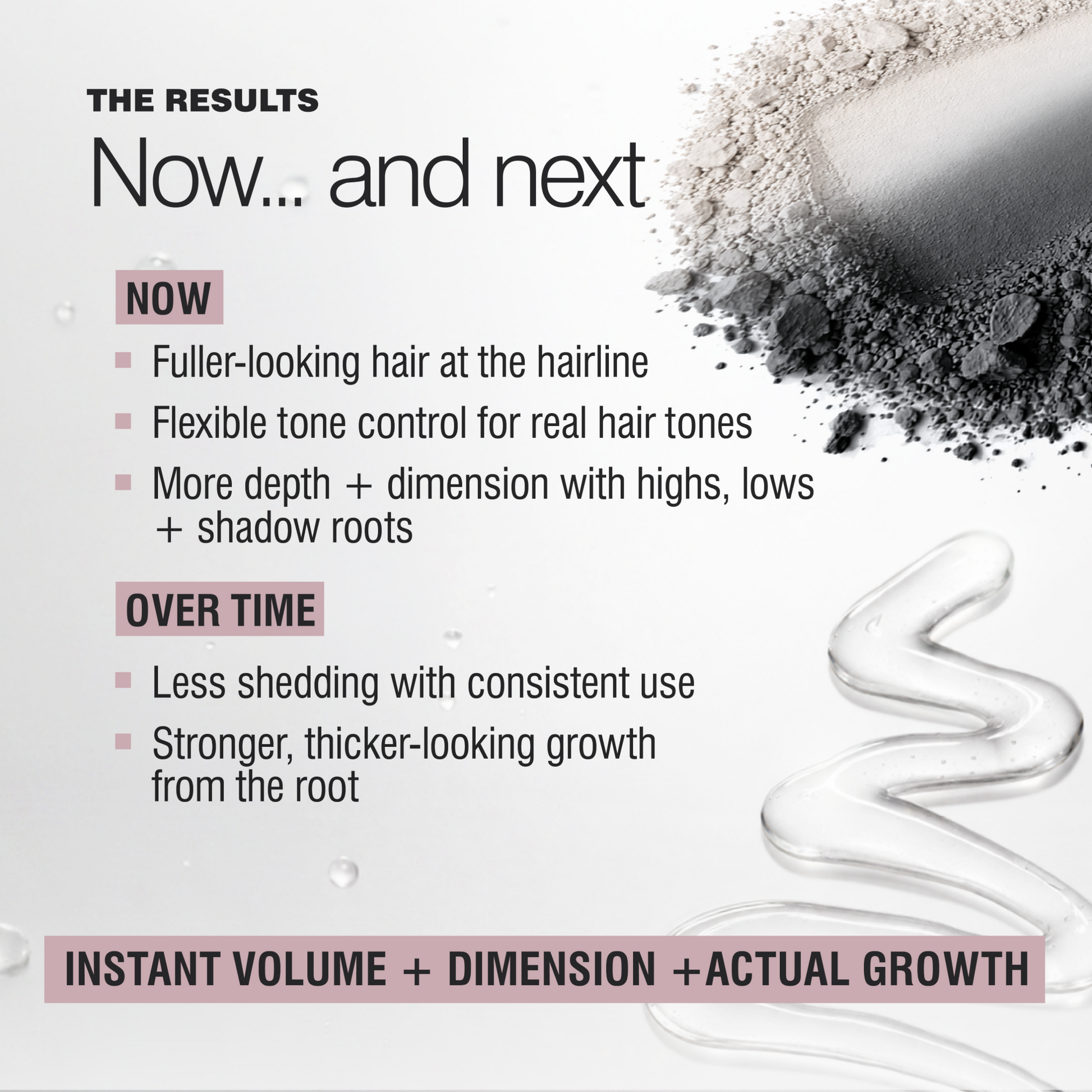 Double Volume Booster benefits for fuller-looking hair, flexible tone control, added depth and stronger growth