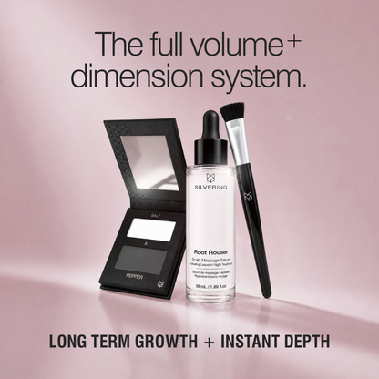 Double Volume Booster Set with Border Line Double two-tone hair powder, Root Rouser scalp growth serum and contour brush