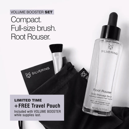 Free Silvering travel pouch shown with Border Line White and Root Rouser Volume Booster bundle.