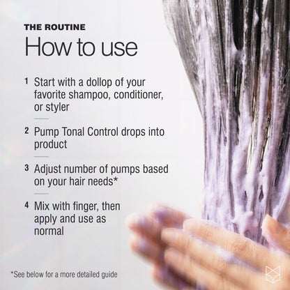 How to use Tonal Control purple toning mix with shampoo, conditioner or styler