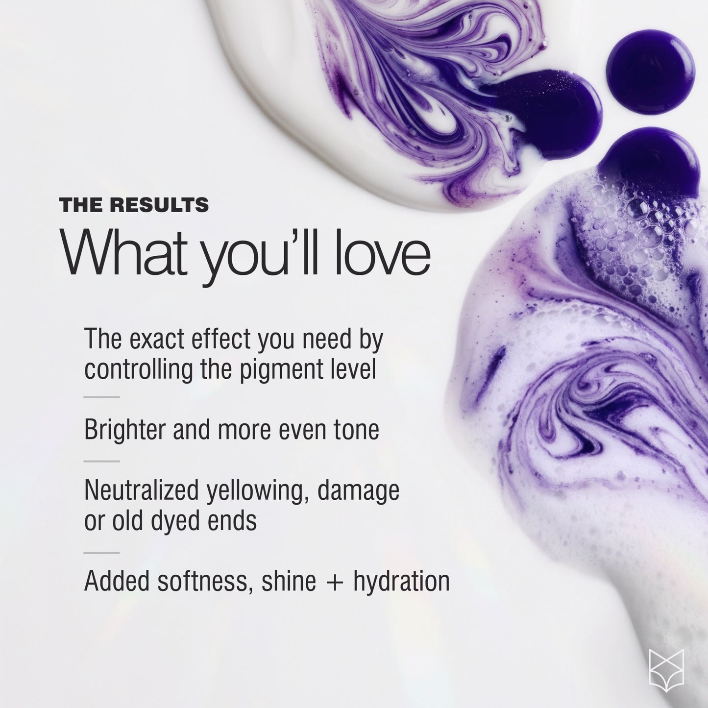 Purple toning mix for gray hair that neutralizes yellowing and adds softness and shine