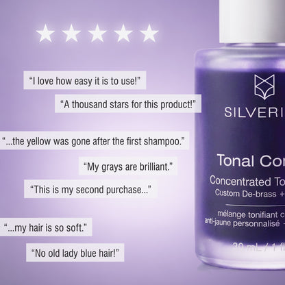 Tonal Control reviews for a purple shampoo alternative that brightens gray hair and removes yellow tones