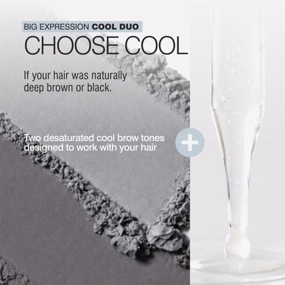 True Expression Cool brow powder duo with Root Rouser serum for naturally dark brunette or black hair that is now silver gray or white